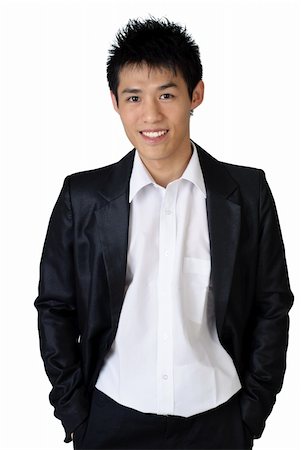 simsearch:400-04255435,k - Cheerful Asian young businessman on white background. Foto de stock - Super Valor sin royalties y Suscripción, Código: 400-05229671