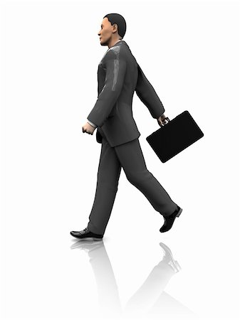 3d illustration of businessman walking, isolated over white background Stock Photo - Budget Royalty-Free & Subscription, Code: 400-05229711