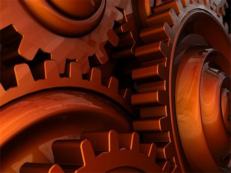 simsearch:400-04202644,k - abstract 3d illustration of orange gear wheels background with reflections Stock Photo - Budget Royalty-Free & Subscription, Code: 400-05229758