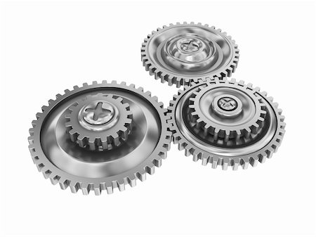 simsearch:400-06795929,k - 3d illustration of three gear wheels system over white background Foto de stock - Super Valor sin royalties y Suscripción, Código: 400-05229759