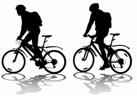 extreme bicycle vector - Vector drawing silhouette of a cyclist in motion. Silhouette on white background Foto de stock - Super Valor sin royalties y Suscripción, Código: 400-05229974