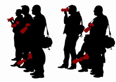 paparazzi silhouettes - Vector image of people photographers with equipment at work Stock Photo - Budget Royalty-Free & Subscription, Code: 400-05229973
