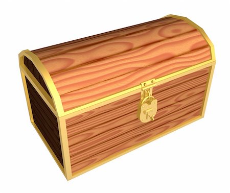Illustration of a wooden treasure chest with lock and key Stock Photo - Budget Royalty-Free & Subscription, Code: 400-05220170