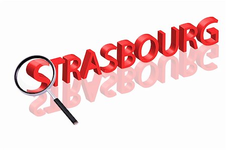 strasbourg - magnifying glass enlarging part of 3D word written in red letters Foto de stock - Super Valor sin royalties y Suscripción, Código: 400-05220200