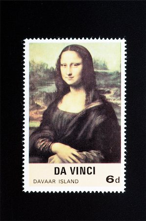 vibrant mona lisa stamp with large black borders for your text Photographie de stock - Aubaine LD & Abonnement, Code: 400-05220636