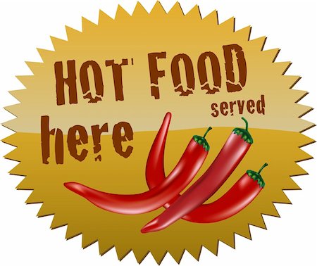 spices vector - Star-shaped sign with red chili peppers and the message "Hot food served" Stock Photo - Budget Royalty-Free & Subscription, Code: 400-05220777