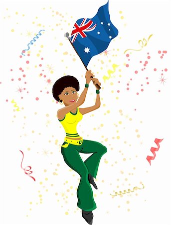 simsearch:400-04186127,k - Black Girl Australia Soccer Fan with flag. Editable Vector Illustration Stockbilder - Microstock & Abonnement, Bildnummer: 400-05220806