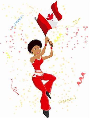 simsearch:400-04365801,k - Black Girl Canada Soccer Fan with flag. Editable Vector Illustration Foto de stock - Super Valor sin royalties y Suscripción, Código: 400-05220807