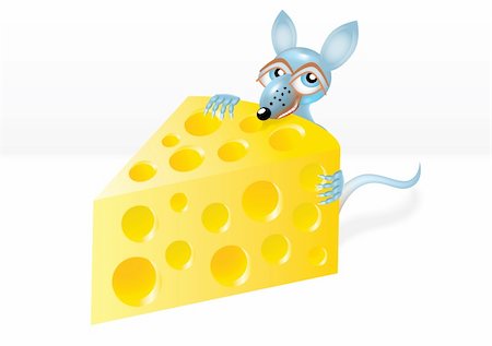 robbery cartoon - Funny cartoon mouse is stealing a piece of cheese isolated over white Stock Photo - Budget Royalty-Free & Subscription, Code: 400-05220801