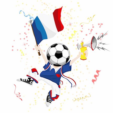 simsearch:400-04365801,k - France Soccer Fan with Ball Head. Editable Vector Illustration Foto de stock - Super Valor sin royalties y Suscripción, Código: 400-05220938
