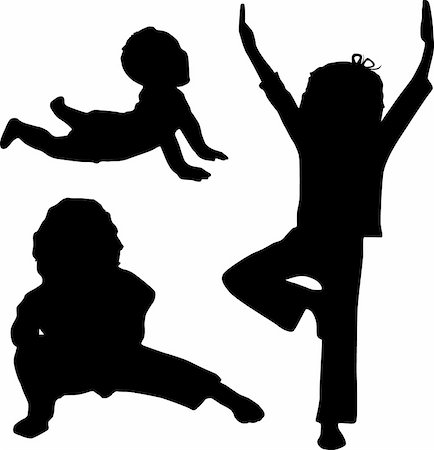 simsearch:400-05221036,k - Silhouette of children who play yoga Photographie de stock - Aubaine LD & Abonnement, Code: 400-05221147