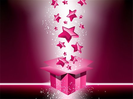 simsearch:400-04234530,k - Pink gift box with stars. Editable Vector Image Stock Photo - Budget Royalty-Free & Subscription, Code: 400-05221418