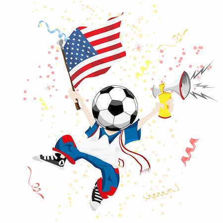 simsearch:400-04355909,k - United States of America Soccer Fan with Ball Head. Editable Vector Illustration Foto de stock - Royalty-Free Super Valor e Assinatura, Número: 400-05221420