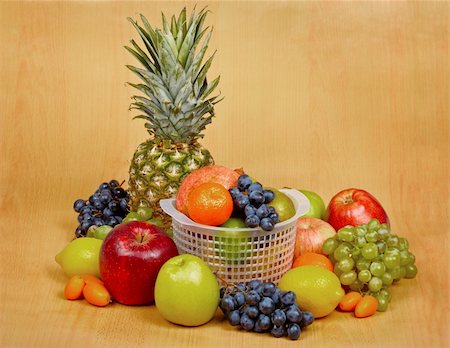 Still life - a great variety of fruits on the table Stock Photo - Budget Royalty-Free & Subscription, Code: 400-05221572