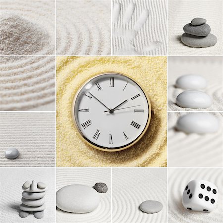 rock garden sand japanese - Collage - Japanese garden of stones. Watch. Stock Photo - Budget Royalty-Free & Subscription, Code: 400-05221585