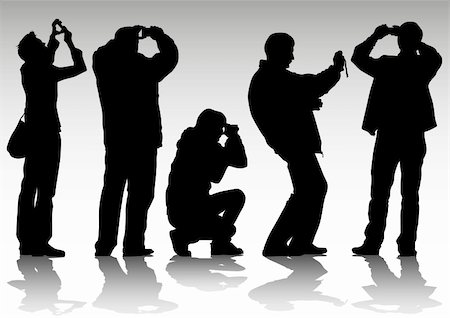 paparazzi silhouettes - Vector image of man with cameras for a walk Stock Photo - Budget Royalty-Free & Subscription, Code: 400-05221800