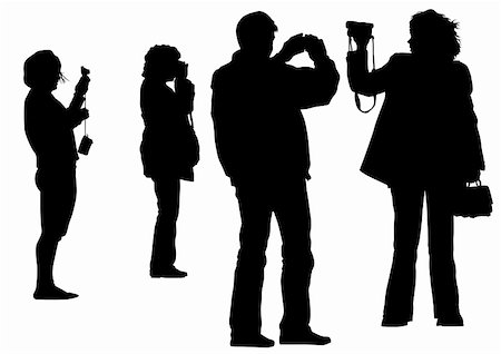 paparazzi silhouettes - Vector image of people with cameras for a walk Stock Photo - Budget Royalty-Free & Subscription, Code: 400-05221803