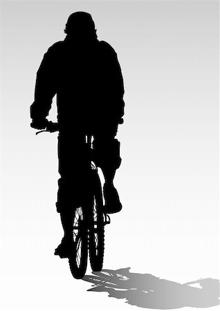 extreme bicycle vector - Vector drawing silhouettes cyclists in competition Stock Photo - Budget Royalty-Free & Subscription, Code: 400-05221813