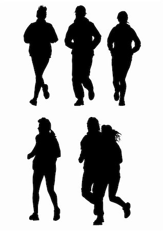 simsearch:400-05129335,k - Vector drawing running athletes. Silhouettes on white background Stock Photo - Budget Royalty-Free & Subscription, Code: 400-05221827
