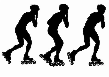 simsearch:400-05129335,k - Vector drawing  athletes on skates. Silhouette people Stock Photo - Budget Royalty-Free & Subscription, Code: 400-05221829