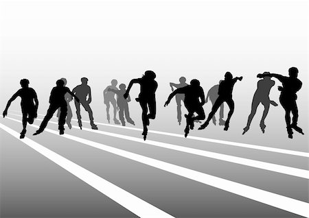 relay race competitions - Vector drawing  athletes on skates. Silhouette people Stock Photo - Budget Royalty-Free & Subscription, Code: 400-05221830
