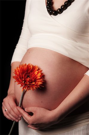simsearch:400-07892376,k - Pregnant mother holding belly exposing the bump Foto de stock - Royalty-Free Super Valor e Assinatura, Número: 400-05221925