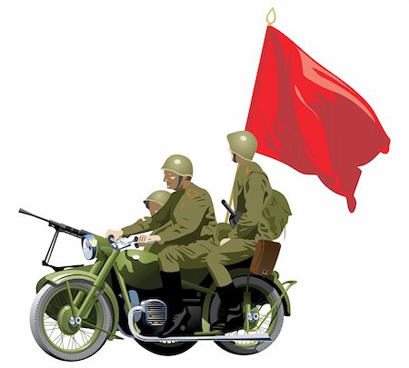 Motorcycles WWII . (Simple gradients only - no gradient mesh.) Stock Photo - Budget Royalty-Free & Subscription, Code: 400-05222052