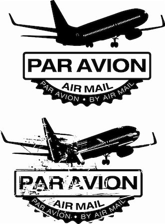 Par Avion or air mail rubber stamps. Grunge and clean vector illustration. Stock Photo - Budget Royalty-Free & Subscription, Code: 400-05222291