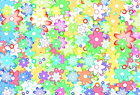 Cute Cartoon Art Flowers Simple Color Background Stock Photo - Budget Royalty-Free & Subscription, Code: 400-05222922