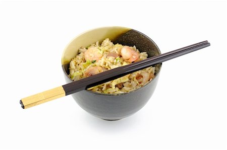 fried rice bowl - Bowl of fried rice with chopstick, isolated on white Stock Photo - Budget Royalty-Free & Subscription, Code: 400-05223085