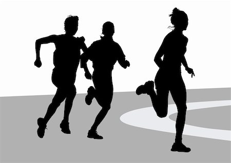 simsearch:400-05129335,k - Vector drawing running athletes women on competition Stock Photo - Budget Royalty-Free & Subscription, Code: 400-05223304