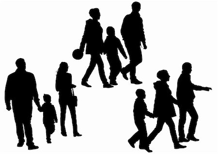 Vector drawing parents and children. Silhouettes of people Foto de stock - Super Valor sin royalties y Suscripción, Código: 400-05223312