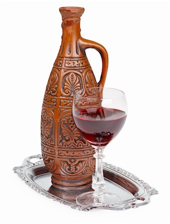 Ancient ceramic bottle with Georgians wine on a white background Stock Photo - Budget Royalty-Free & Subscription, Code: 400-05223631