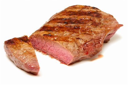 Grilled beef steak isolated over white background Fotografie stock - Microstock e Abbonamento, Codice: 400-05223737