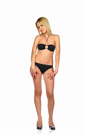 swim suit white background sitting - girl in black swimsuit isolated on white Stock Photo - Budget Royalty-Free & Subscription, Code: 400-05234134