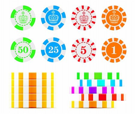 simsearch:400-04672615,k - Casino chips isolated on white background. Stock Photo - Budget Royalty-Free & Subscription, Code: 400-05234252