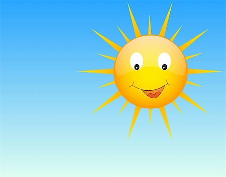 simsearch:400-04814877,k - Cartoon illustration of the sun over blue background Stock Photo - Budget Royalty-Free & Subscription, Code: 400-05234316