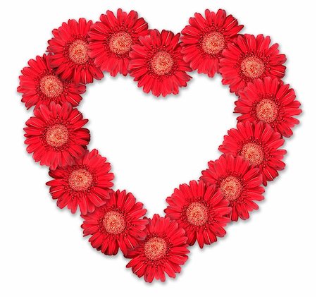 simsearch:400-06095720,k - Bouquet of red flowers as heart-form on white background. Close-up. Studio photography. Stock Photo - Budget Royalty-Free & Subscription, Code: 400-05234449