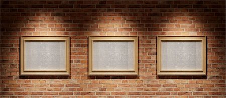 simsearch:400-06094397,k - Three pictures on a brick wall (3 rendering) Photographie de stock - Aubaine LD & Abonnement, Code: 400-05234441
