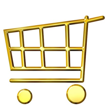 simsearch:400-05886915,k - 3d golden shopping cart isolated in white Stock Photo - Budget Royalty-Free & Subscription, Code: 400-05234494