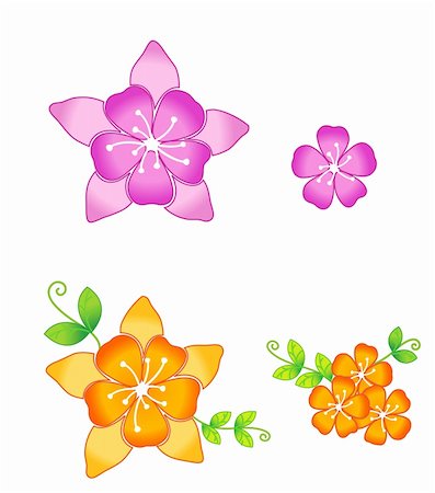 simsearch:400-05236333,k - drawing of beautiful pink and orange sakura flowers Foto de stock - Super Valor sin royalties y Suscripción, Código: 400-05234539