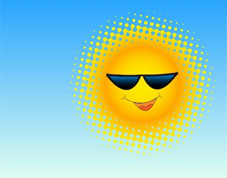 simsearch:400-04814877,k - Cartoon illustration of the sun over blue background Stock Photo - Budget Royalty-Free & Subscription, Code: 400-05235106