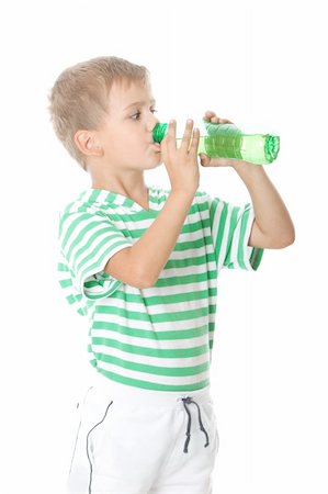 satisfied (thirst) - Boy drinking water isolated on white background Foto de stock - Super Valor sin royalties y Suscripción, Código: 400-05235108