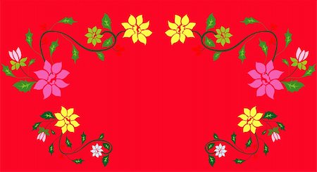 simsearch:400-05235275,k - drawing of beautiful flower pattern  in a red background Stock Photo - Budget Royalty-Free & Subscription, Code: 400-05235215