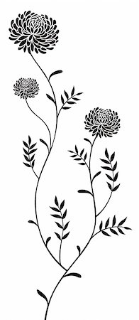 simsearch:400-05236333,k - illustration drawing of black daisy pattern in a white background Foto de stock - Super Valor sin royalties y Suscripción, Código: 400-05235277