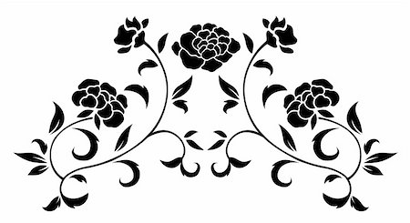 simsearch:400-05236331,k - drawing of black flower pattern  in a white background Foto de stock - Super Valor sin royalties y Suscripción, Código: 400-05235281