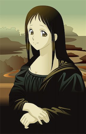 Mona Lisa anime manga style Stock Photo - Budget Royalty-Free & Subscription, Code: 400-05235348