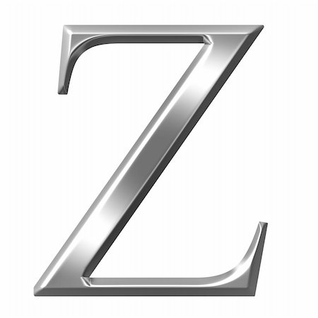 simsearch:400-05239813,k - 3d silver Greek letter Zeta isolated in white Fotografie stock - Microstock e Abbonamento, Codice: 400-05235465