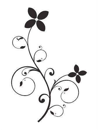 simsearch:400-05235690,k - abstract floral element black and white object vector illustration Stock Photo - Budget Royalty-Free & Subscription, Code: 400-05235646