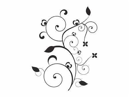 simsearch:400-05235690,k - abstract floral element black and white object vector illustration Stock Photo - Budget Royalty-Free & Subscription, Code: 400-05235685